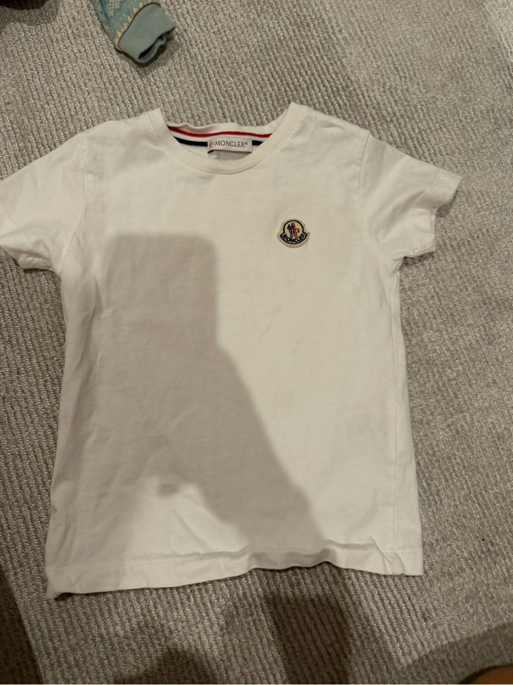2 moncler Kids White Logo Patch Crewneck Tee